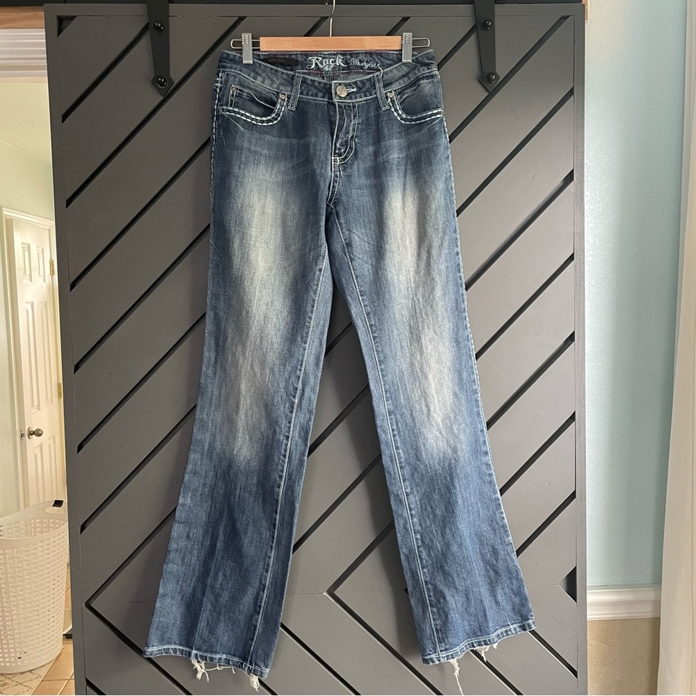 Wrangler Rock 47 women’s embellished boot cut jeans low rise y2k - 3/4